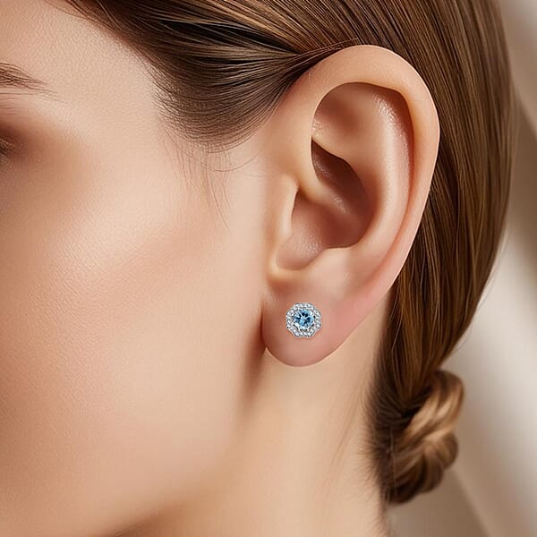 Shop Lc Certified Iliana AAA Santa Maria Aquamarine Diamond Earrings In 18K White Gold 1.60 Ctw