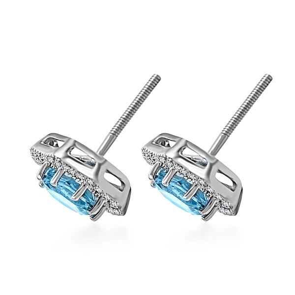 Shop Lc Certified Iliana AAA Santa Maria Aquamarine Diamond Earrings In 18K White Gold 1.60 Ctw