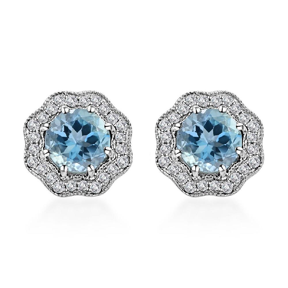 shop lc Certified Iliana AAA Santa Maria Aquamarine Diamond Earrings in 18K White Gold 1.60 ctw