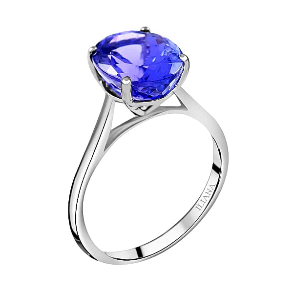 Shop Lc Certified Iliana AAA Tanzanite Solitaire Ring In 18K White Gold 2.75 Ctw