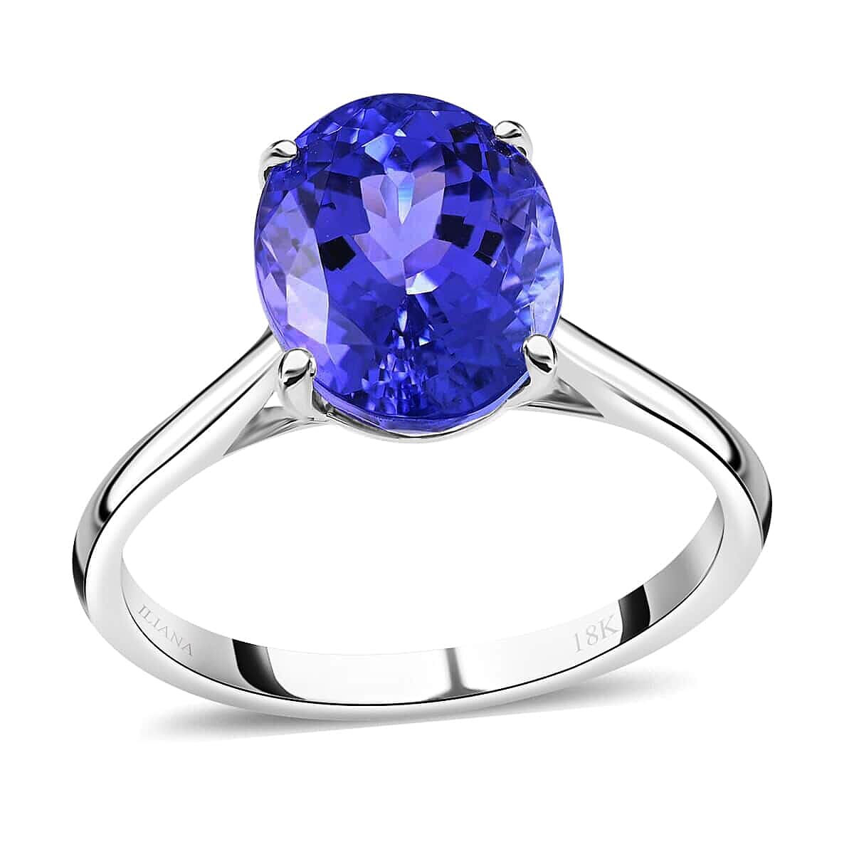 shop lc Certified Iliana AAA Tanzanite Solitaire Ring in 18K White Gold 2.75 ctw