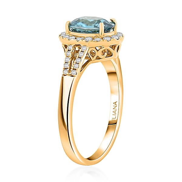 Shop Lc Certified Iliana AAAA Cambodian Blue Zircon Diamond Ring In 18K Yellow Gold 3.05 Ctw