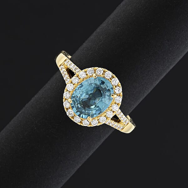 Shop Lc Certified Iliana AAAA Cambodian Blue Zircon Diamond Ring In 18K Yellow Gold 3.05 Ctw