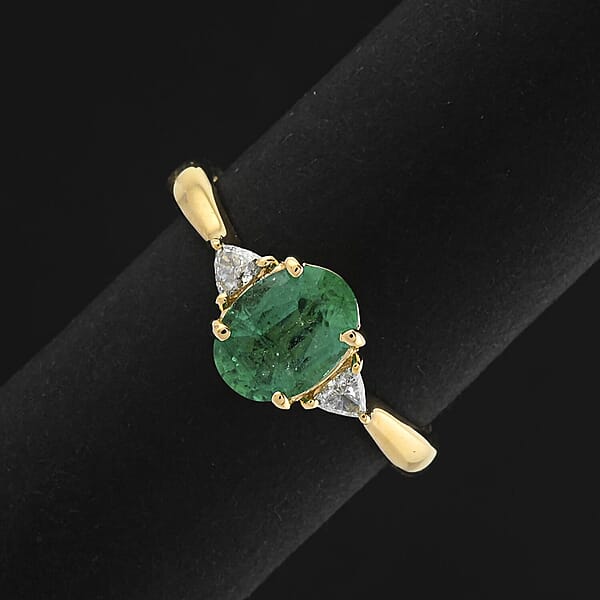 Shop Lc Certified Iliana AAAA Kagem Zambian Emerald Diamond Ring In 18K Yellow Gold 1.40 Ctw