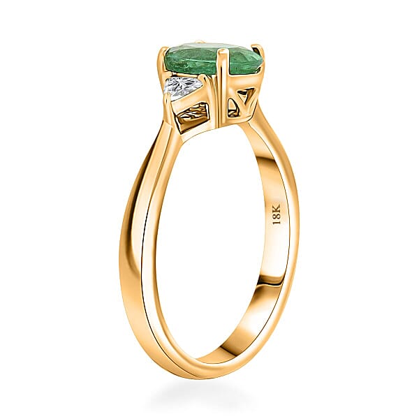 Shop Lc Certified Iliana AAAA Kagem Zambian Emerald Diamond Ring In 18K Yellow Gold 1.40 Ctw