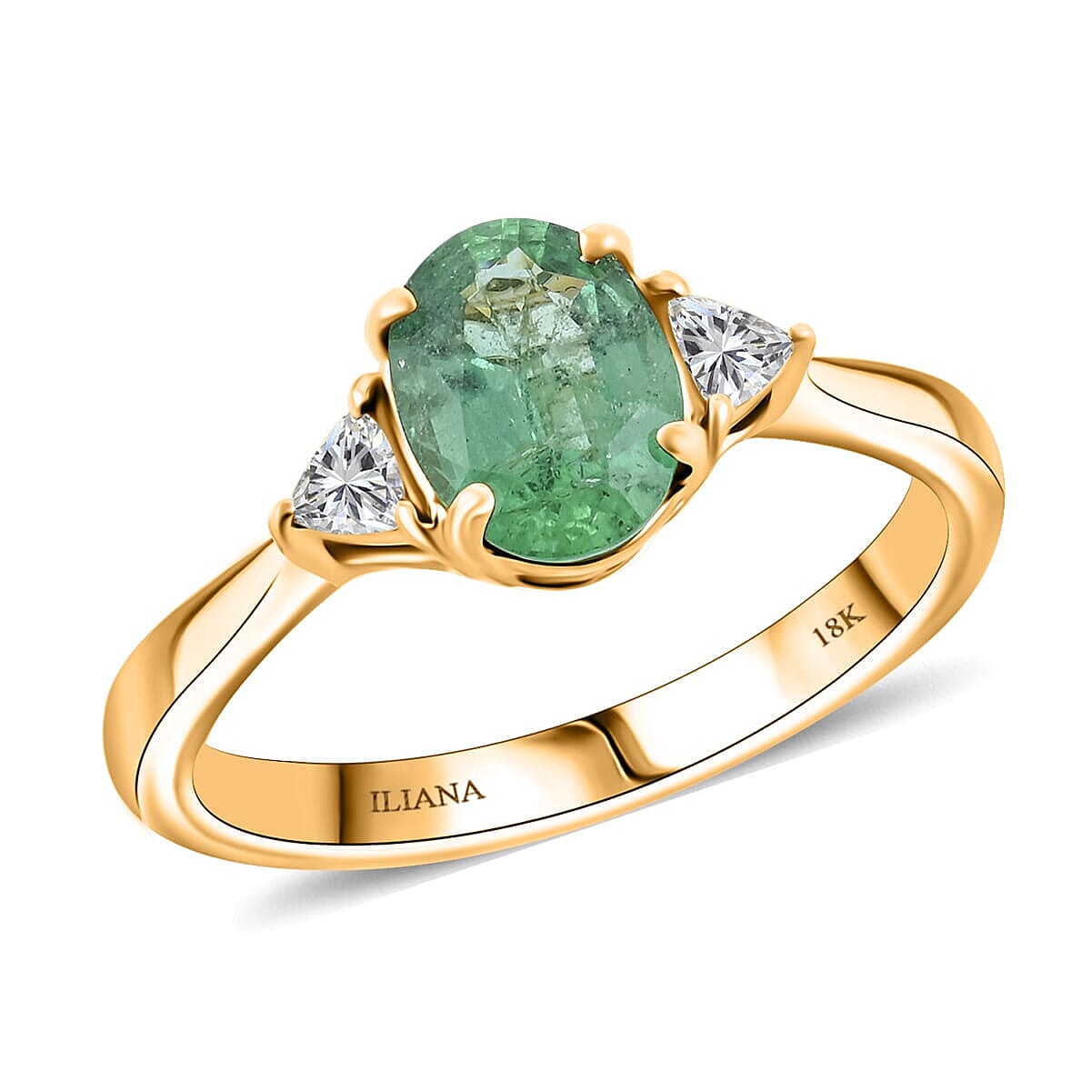 shop lc Certified Iliana AAAA Kagem Zambian Emerald Diamond Ring in 18K Yellow Gold 1.40 ctw