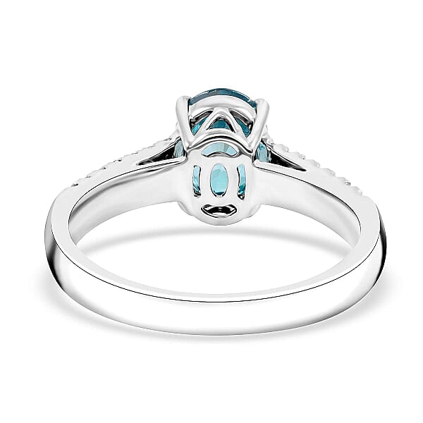 Shop Lc Certified Luxoro AAA Cambodian Blue Zircon Diamond Ring In 14K White Gold 2.10 Ctw