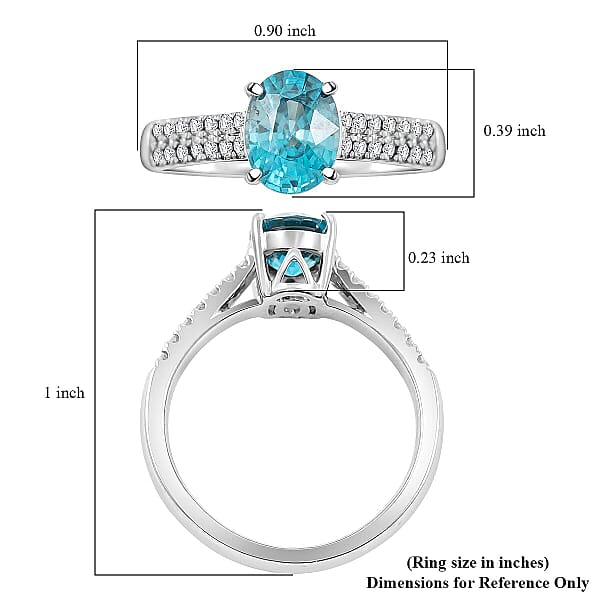 Shop Lc Certified Luxoro AAA Cambodian Blue Zircon Diamond Ring In 14K White Gold 2.10 Ctw