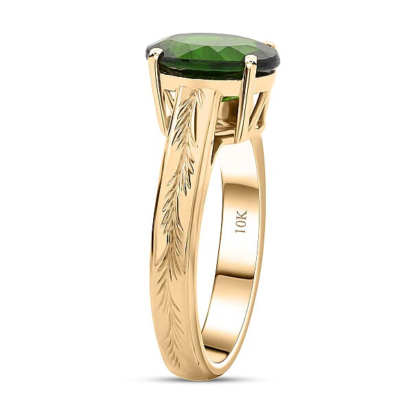 Shop Lc Certified Luxoro AAA Chrome Diopside Solitaire Ring In 10K Yellow Gold 2.65 Ctw