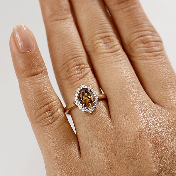 Shop Lc Certified Luxoro AAA Golden Turkizite Diamond Ring In 10K Yellow Gold 2.60 Ctw