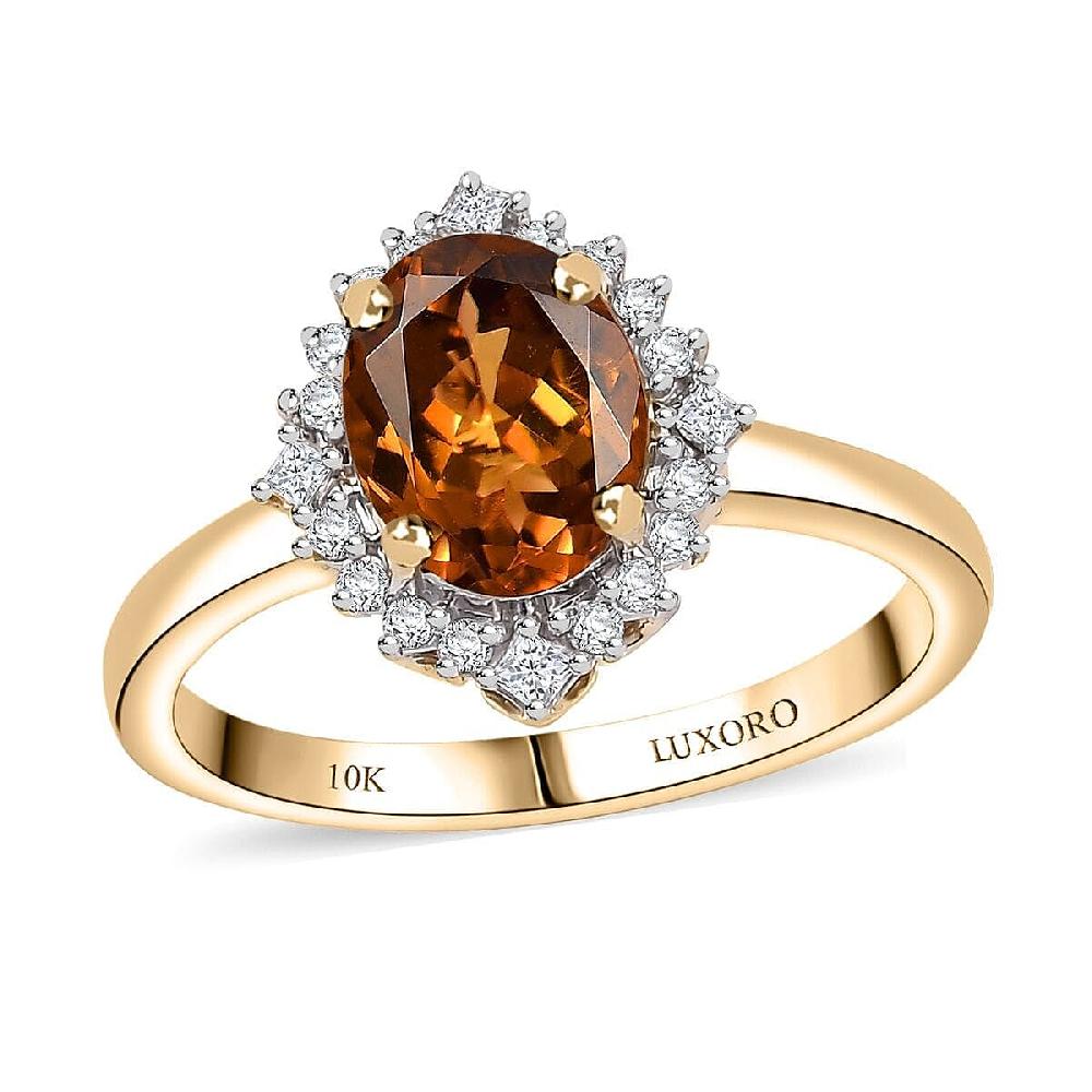 shop lc Certified Luxoro AAA Golden Turkizite Diamond Ring in 10K Yellow Gold 2.60 ctw