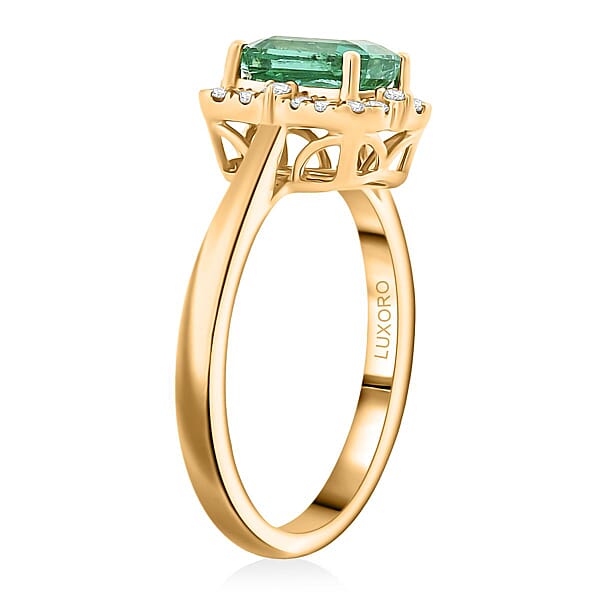 Shop Lc Certified Luxoro AAA Kagem Zambian Emerald Diamond Ring In 10K Yellow Gold 1.70 Ctw