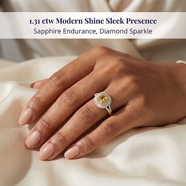 Shop Lc Certified Luxoro AAA Madagascar Yellow Sapphire White And Yellow Diamond Ring In 14K Yellow Gold 1.31 Ctw