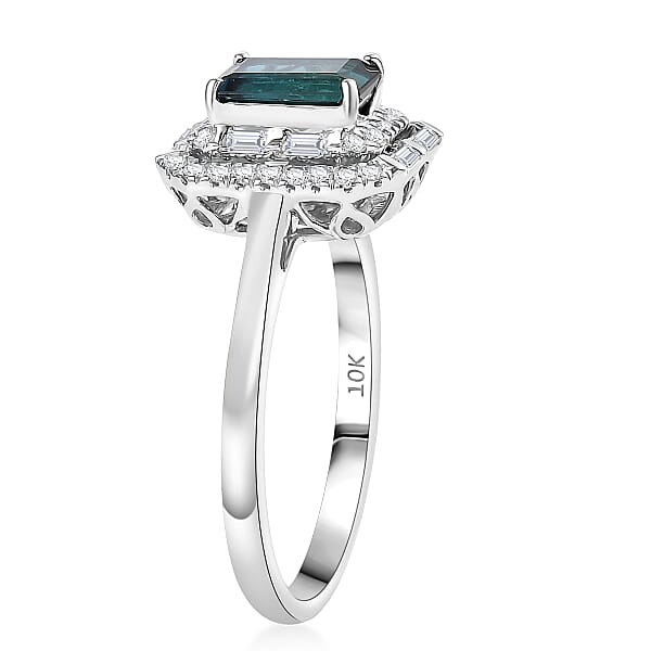 Shop Lc Certified Luxoro AAA Monte Belo Indicolite Diamond Ring In 10K White Gold 1.51 Ctw