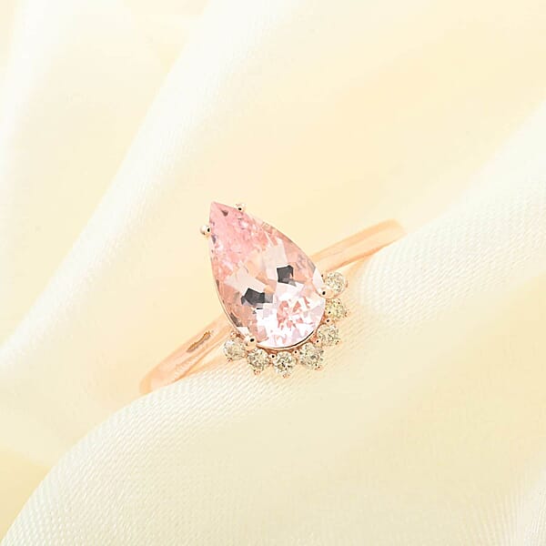 Shop Lc Certified Luxoro AAA Palmeiras Pink Morganite Diamond Ring In 14K Rose Gold 1.35 Ctw
