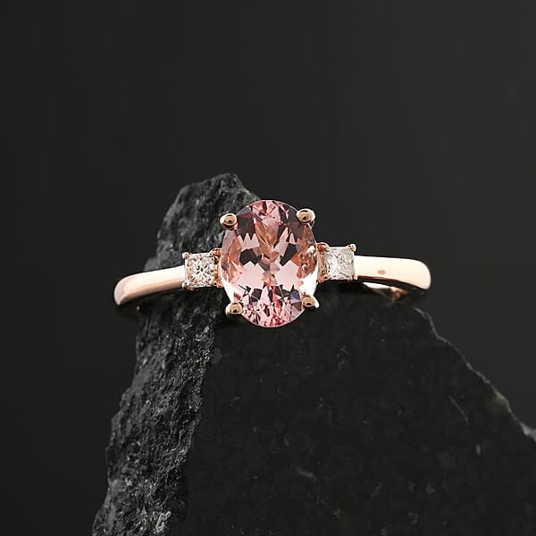 Shop Lc Certified Luxoro AAA Pink Morganite Diamond (G-H I2) Ring In 10K Rose Gold 1.35 Ctw