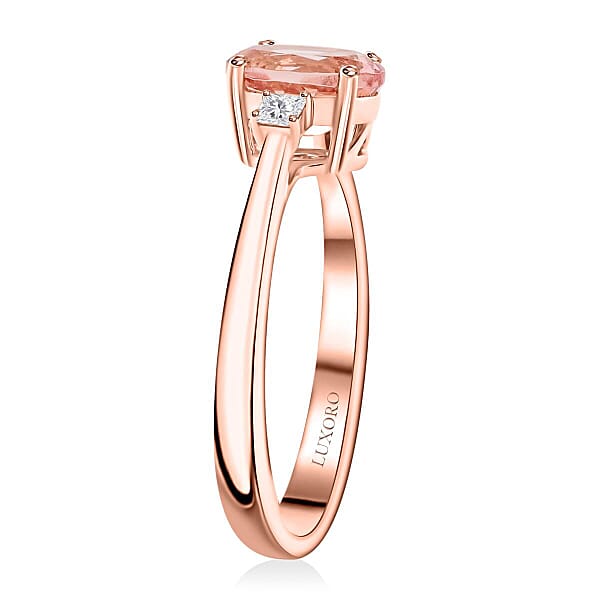 Shop Lc Certified Luxoro AAA Pink Morganite Diamond (G-H I2) Ring In 10K Rose Gold 1.35 Ctw