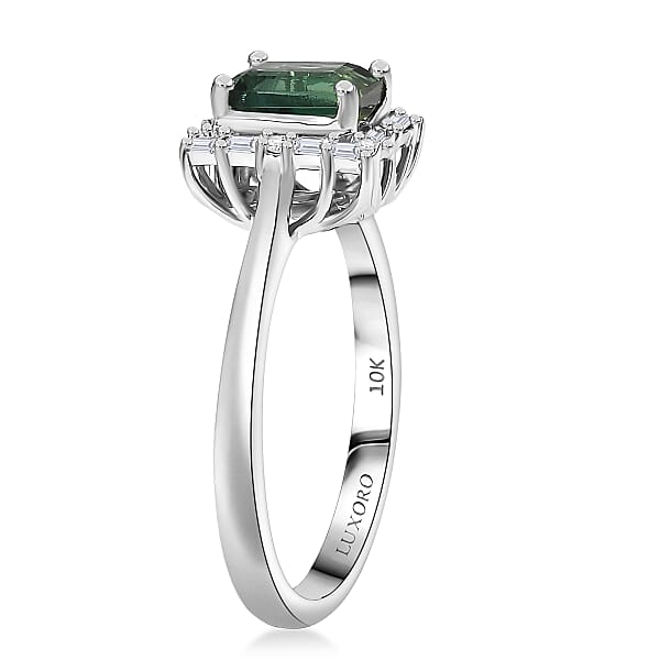 Shop Lc Certified Luxoro AAA Pirineu Lagoon Tourmaline Diamond Ring In 10K White Gold 1.22 Ctw