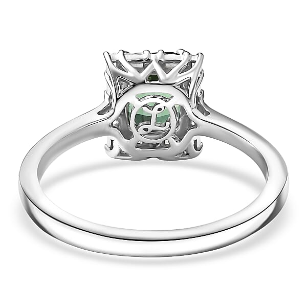Shop Lc Certified Luxoro AAA Pirineu Lagoon Tourmaline Diamond Ring In 10K White Gold 1.22 Ctw