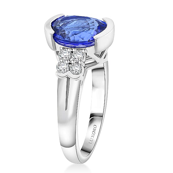 Shop Lc Certified Luxoro AAA Tanzanite Diamond Ring In 10K White Gold 3.00 Ctw