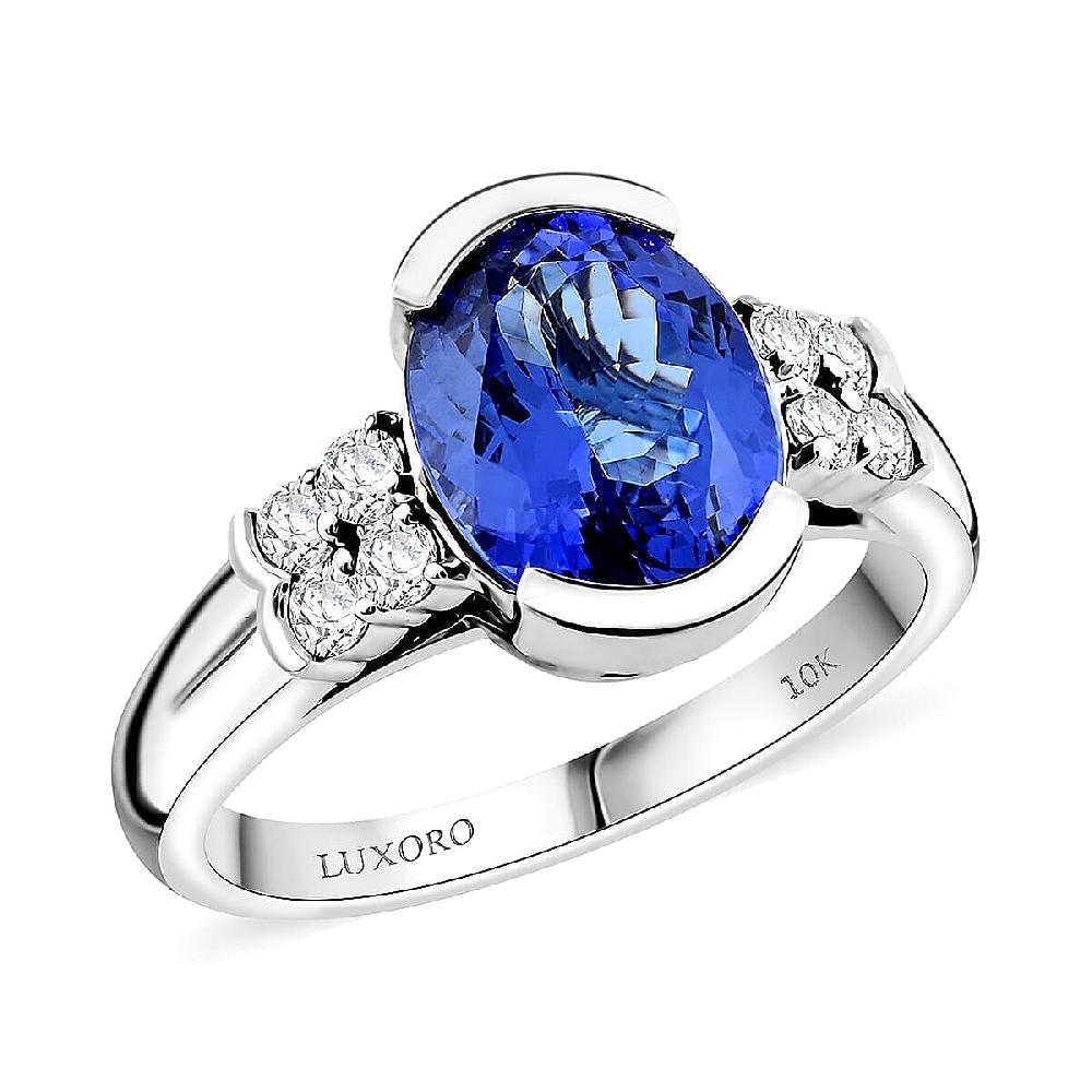 shop lc Certified Luxoro AAA Tanzanite Diamond Ring in 10K White Gold 3.00 ctw