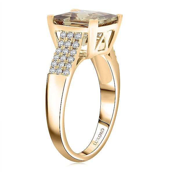 Shop Lc Certified Luxoro AAA Turkizite Diamond Ring In 10K Yellow Gold 4.36 Ctw