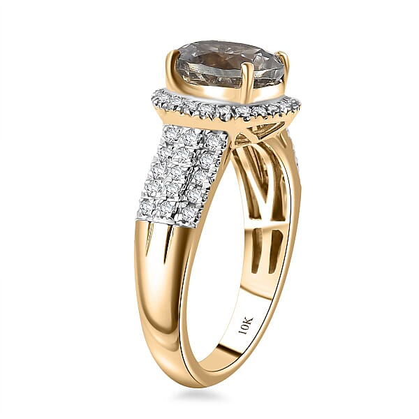 Shop Lc Certified Luxoro AAA Turkizite Diamond Ring In 10K Yellow Gold 3.00 Ctw