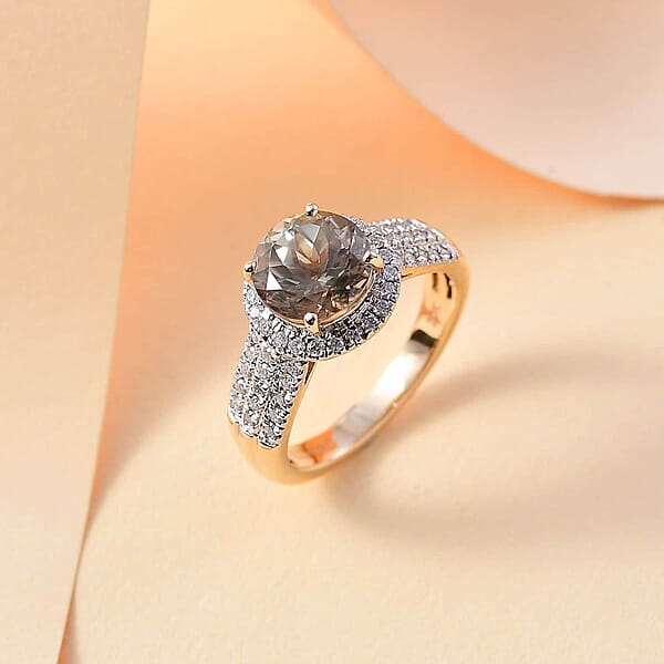 Shop Lc Certified Luxoro AAA Turkizite Diamond Ring In 10K Yellow Gold 3.00 Ctw