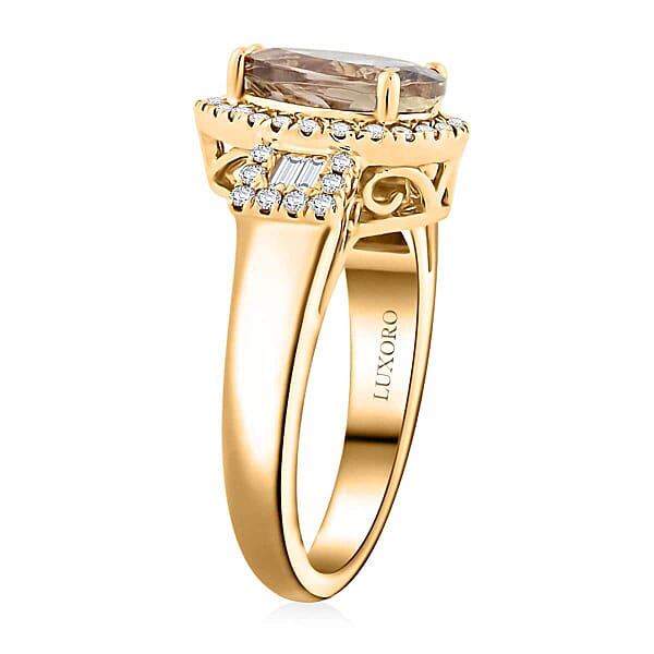 Shop Lc Certified Luxoro AAA Turkizite Diamond Ring In 14K Yellow Gold 3.15 Ctw