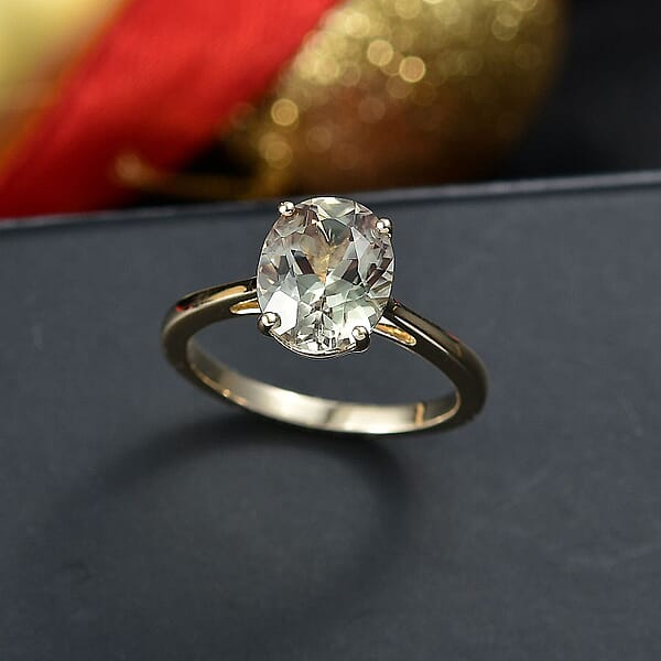 Shop Lc Certified Luxoro AAA Turkizite Solitaire Ring In 10K Yellow Gold 3.26 Ctw