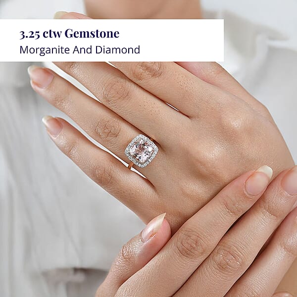 Shop Lc Certified Luxoro Palmeiras Pink Morganite Diamond Ring In 10K Rose Gold 3.25 Ctw