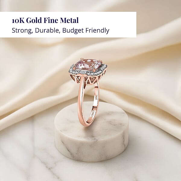 Shop Lc Certified Luxoro Palmeiras Pink Morganite Diamond Ring In 10K Rose Gold 3.25 Ctw