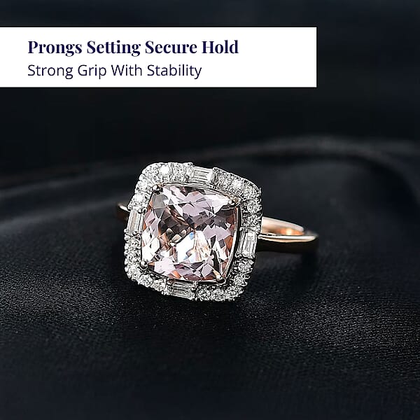 Shop Lc Certified Luxoro Palmeiras Pink Morganite Diamond Ring In 10K Rose Gold 3.25 Ctw