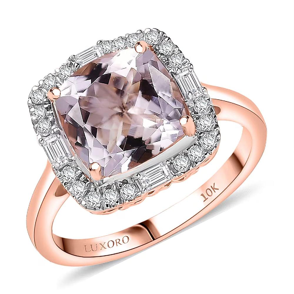 shop lc Certified Luxoro Palmeiras Pink Morganite Diamond Ring in 10K Rose Gold 3.25 ctw