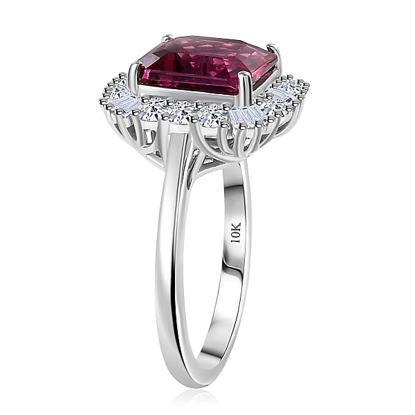 Shop Lc Certified Luxuriant AAA Asscher Cut Lab Grown Bixbite Diamond Ring In 10K White Gold 3.50 Ctw