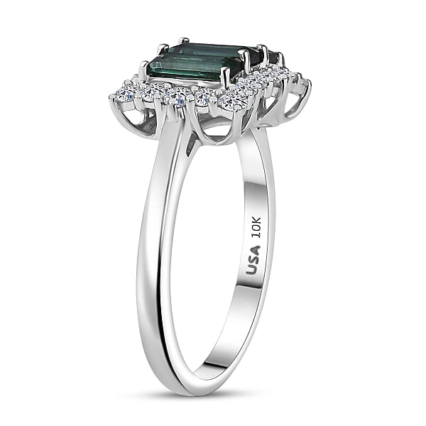 Shop Lc Certified Pirineu Lagoon Tourmaline Lab Grown Diamond Ring In 10K White Gold 1.50 Ctw