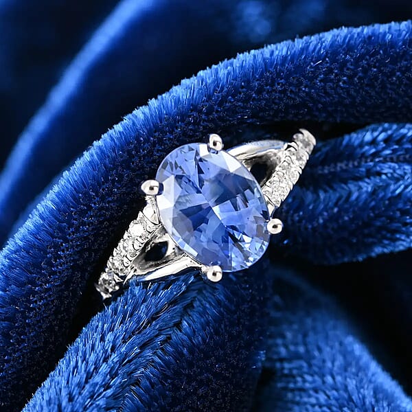 Shop Lc Certified Rhapsody 950 Platinum AAAA Royal Ceylon Sapphire And E-F VS Diamond Ring 6.50 Grams 1.40 Ctw