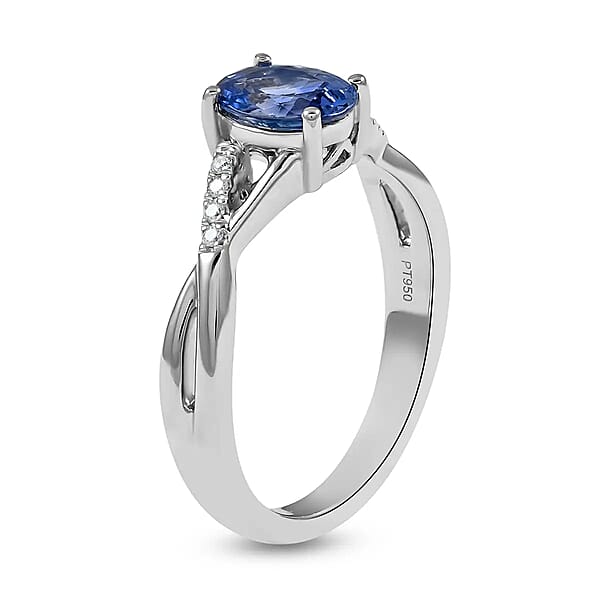 Shop Lc Certified Rhapsody 950 Platinum AAAA Royal Ceylon Sapphire And E-F VS Diamond Ring 6.50 Grams 1.40 Ctw