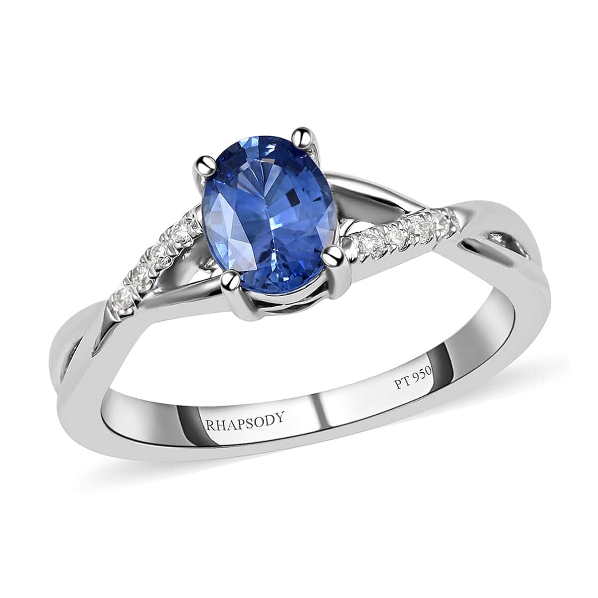 shop lc Certified Rhapsody 950 Platinum AAAA Royal Ceylon Sapphire and E-F VS Diamond Ring 6.50 Grams 1.40 ctw