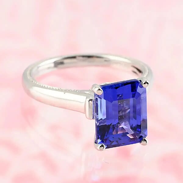 Shop Lc Certified Rhapsody 950 Platinum AAAA Tanzanite And E-F VS Diamond Ring 6 Grams 4.25 Ctw