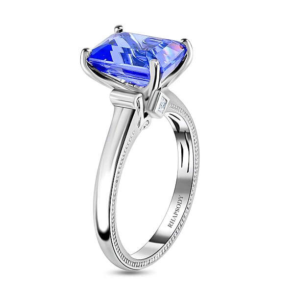 Shop Lc Certified Rhapsody 950 Platinum AAAA Tanzanite And E-F VS Diamond Ring 6 Grams 4.25 Ctw