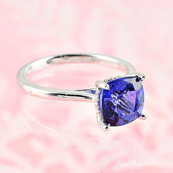 Shop Lc Certified Rhapsody 950 Platinum AAAA Tanzanite And E-F VS Diamond Ring 6.20 Grams 4.20 Ctw