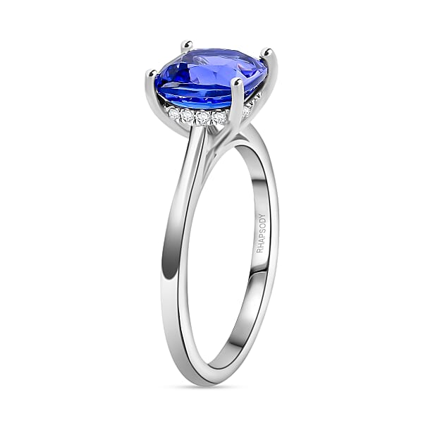 Shop Lc Certified Rhapsody 950 Platinum AAAA Tanzanite And E-F VS Diamond Ring 6.20 Grams 4.20 Ctw