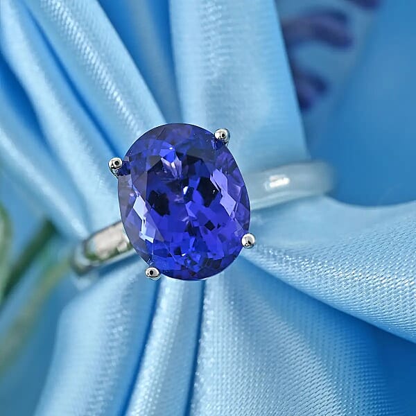 Shop Lc Certified Rhapsody 950 Platinum AAAA Tanzanite And E-F VS Diamond Ring 6.10 Grams 4.25 Ctw