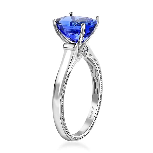 Shop Lc Certified Rhapsody 950 Platinum AAAA Tanzanite And E-F VS Diamond Ring 6.10 Grams 4.25 Ctw