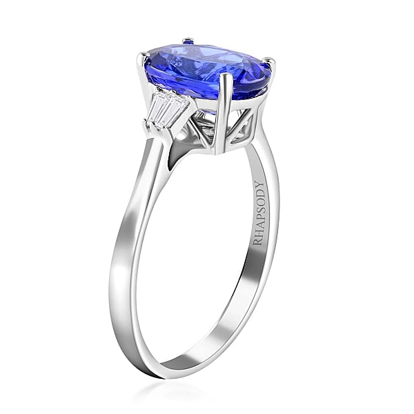 Shop Lc Certified Rhapsody 950 Platinum AAAA Tanzanite And E-F VS Diamond Ring 4.65 Grams 3.50 Ctw