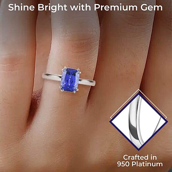 Shop Lc Certified Rhapsody 950 Platinum AAAA Tanzanite And E-F VS Diamond Ring Promise Rings 4.65 Grams 2.50 Ctw