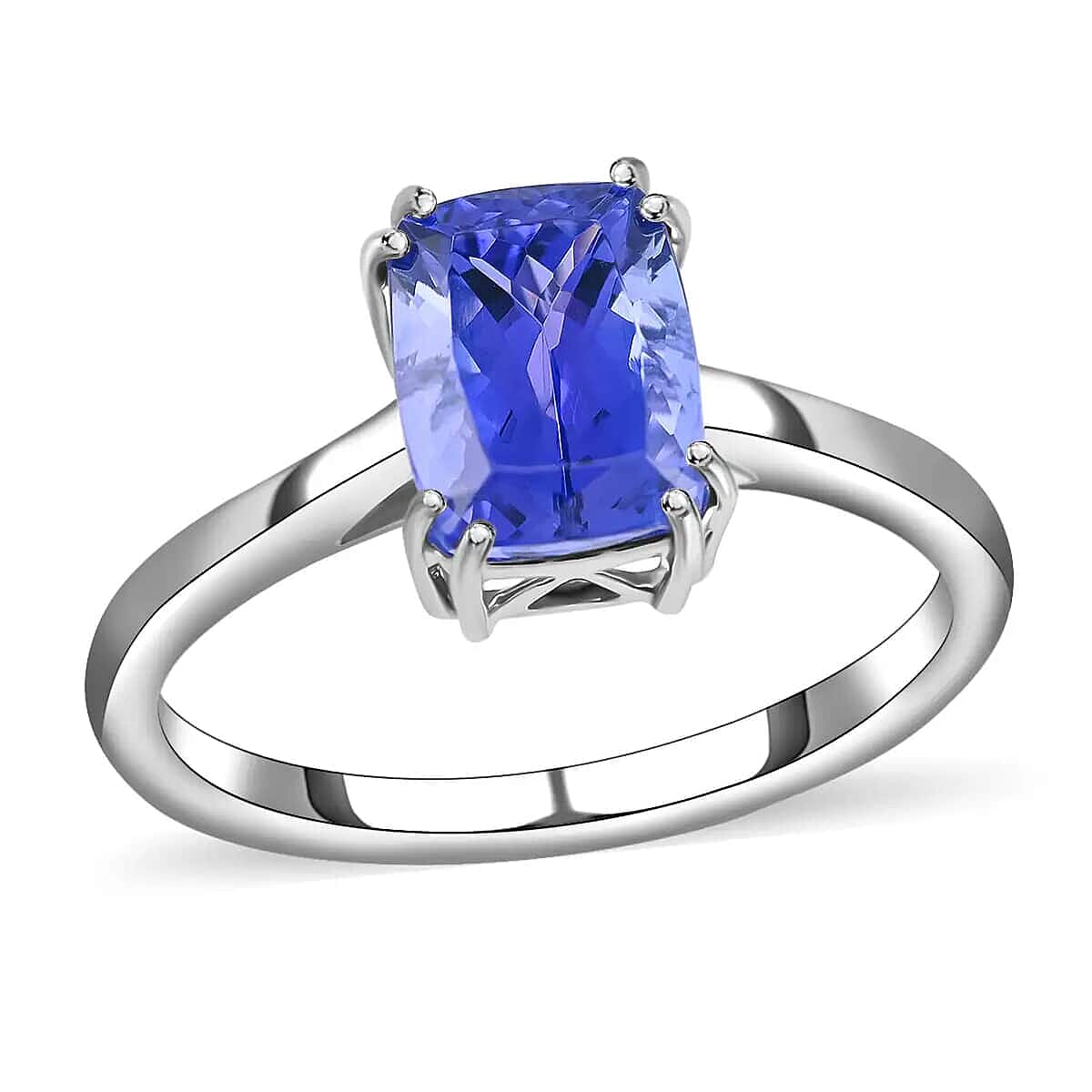 shop lc Certified Rhapsody 950 Platinum AAAA Tanzanite and E-F VS Diamond Ring Promise Rings 4.65 Grams 2.50 ctw