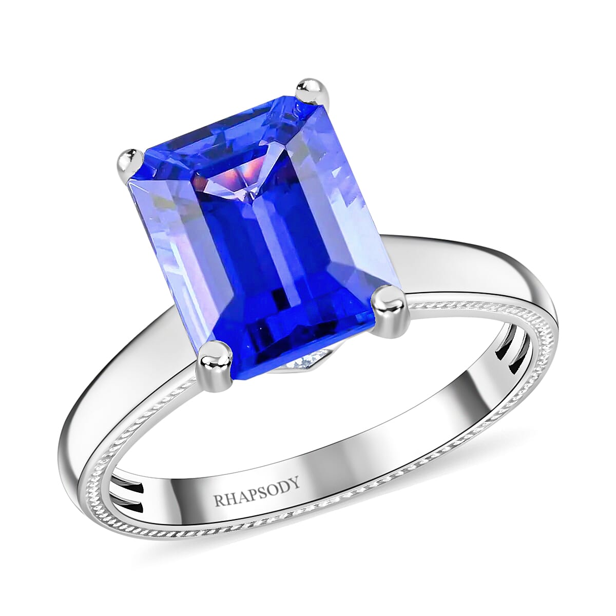 shop lc Certified Rhapsody 950 Platinum AAAA Tanzanite and E-F VS Diamond Ring 6 Grams 4.25 ctw