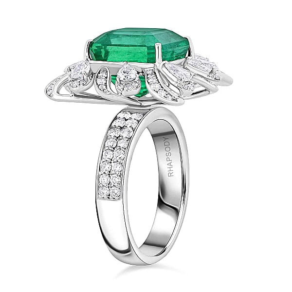Shop Lc Certified Rhapsody AAAA Ethiopian Emerald Diamond Ring In 950 Platinum 9.30 Ctw